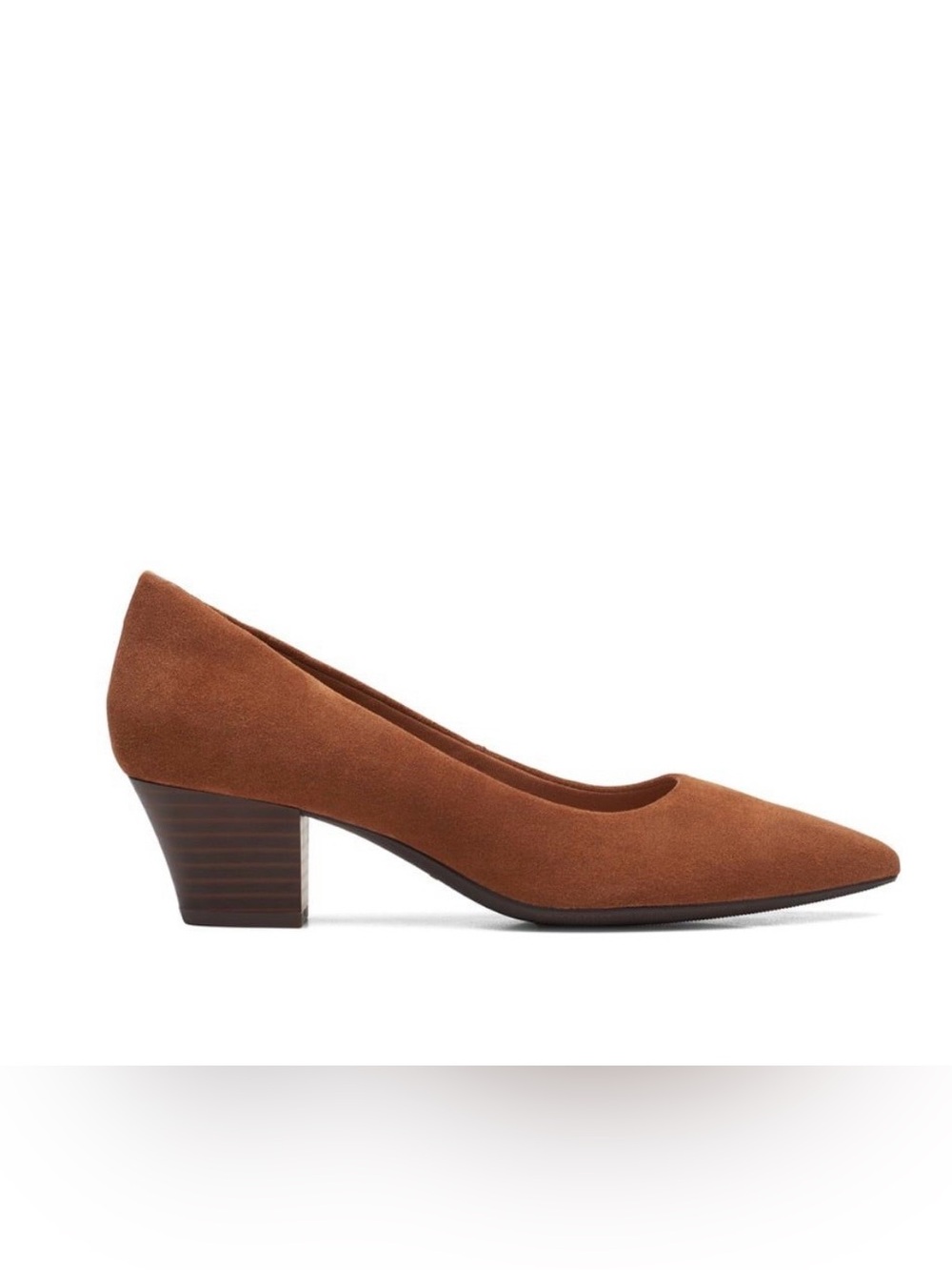 Clarks Women's Teresa Step Pump Tan Suede Comfort Pointy Toe Women’s Shoe 7.5